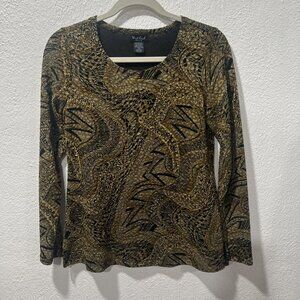 Y2K West End Blouse Womens Petite M Geometric Retro Indie Top Whimsygoth